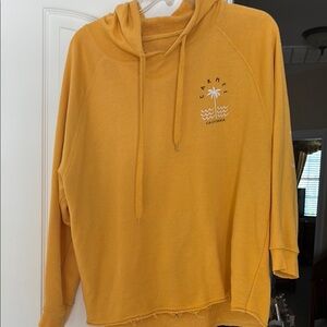 Mustard Yellow Hoodie with Palm Tree Graphic